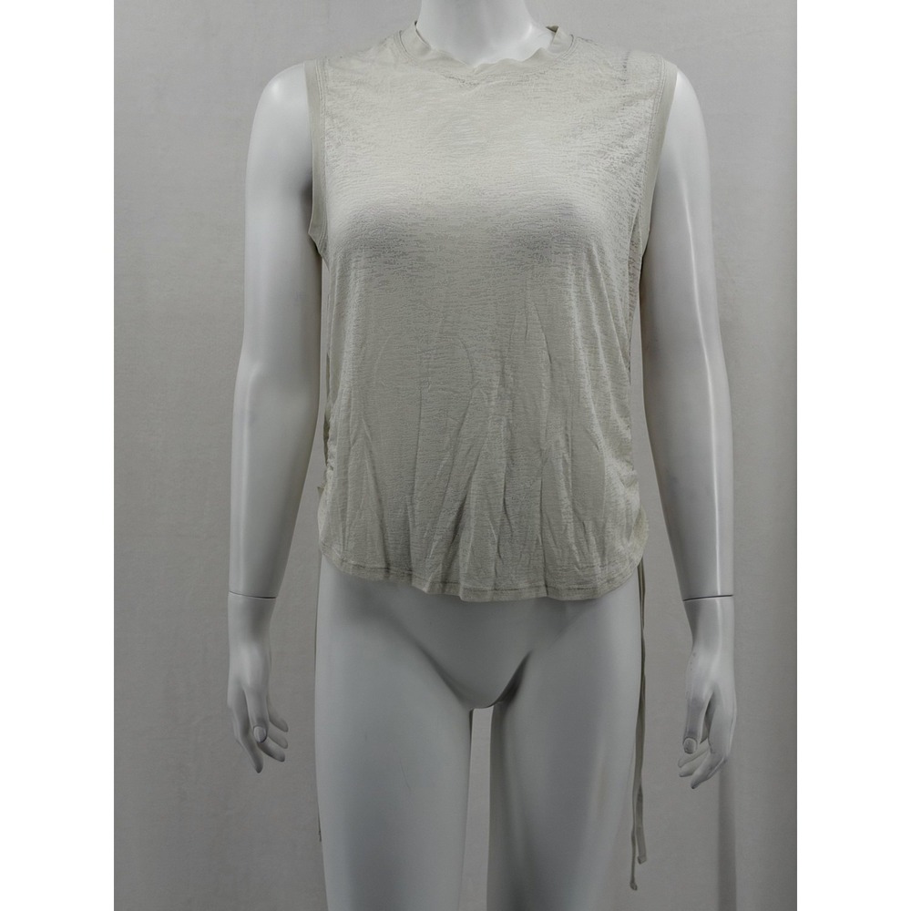 Lululemon Top Womens 6 Bone Side-Cinch Tank Casual Sheer Lightweight Ruched Gym